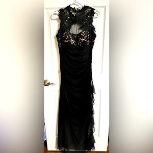 Women’s Black Betsy & Adam Formal Lace High Neck Dress, 10